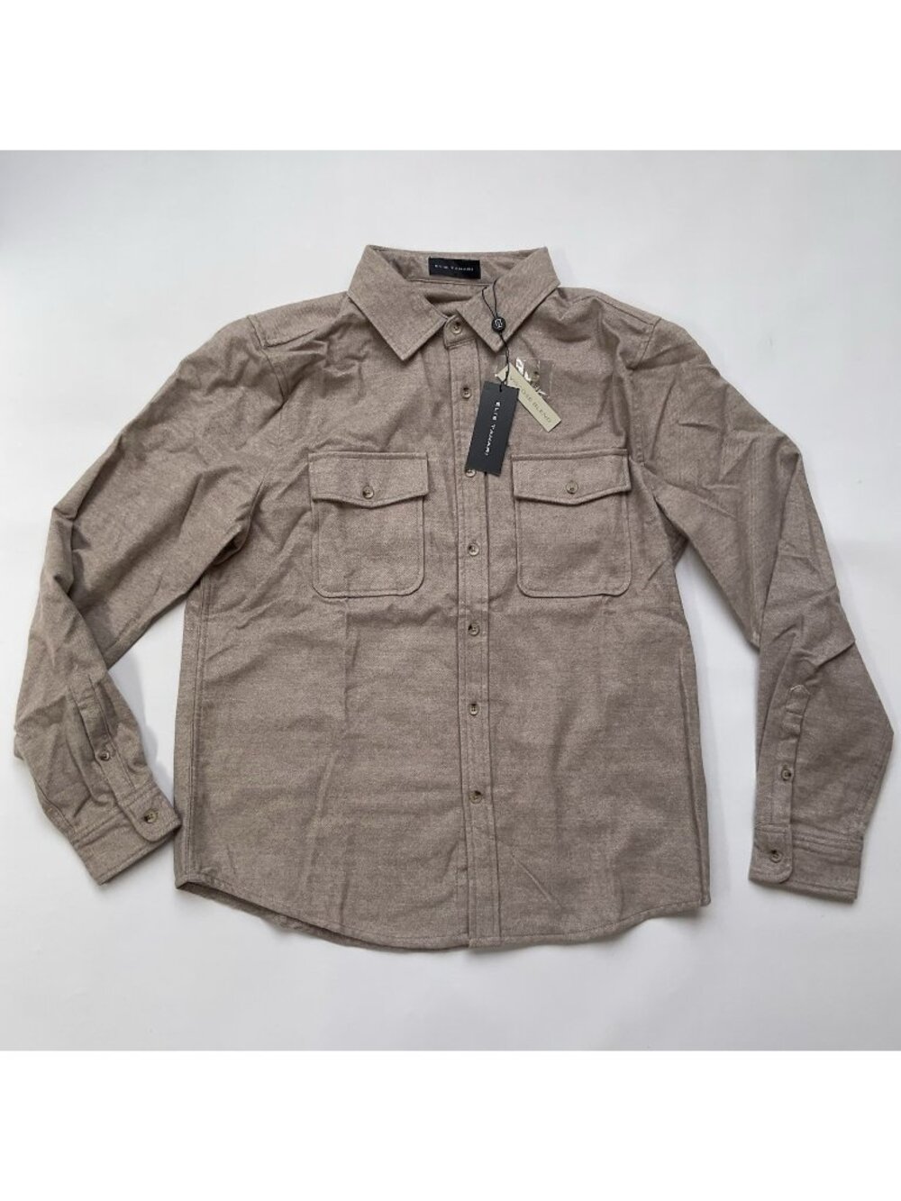 $78 TAHARI Men’s Button Sweat Shirt Long Sleeves In Oatmeal Heather Size M